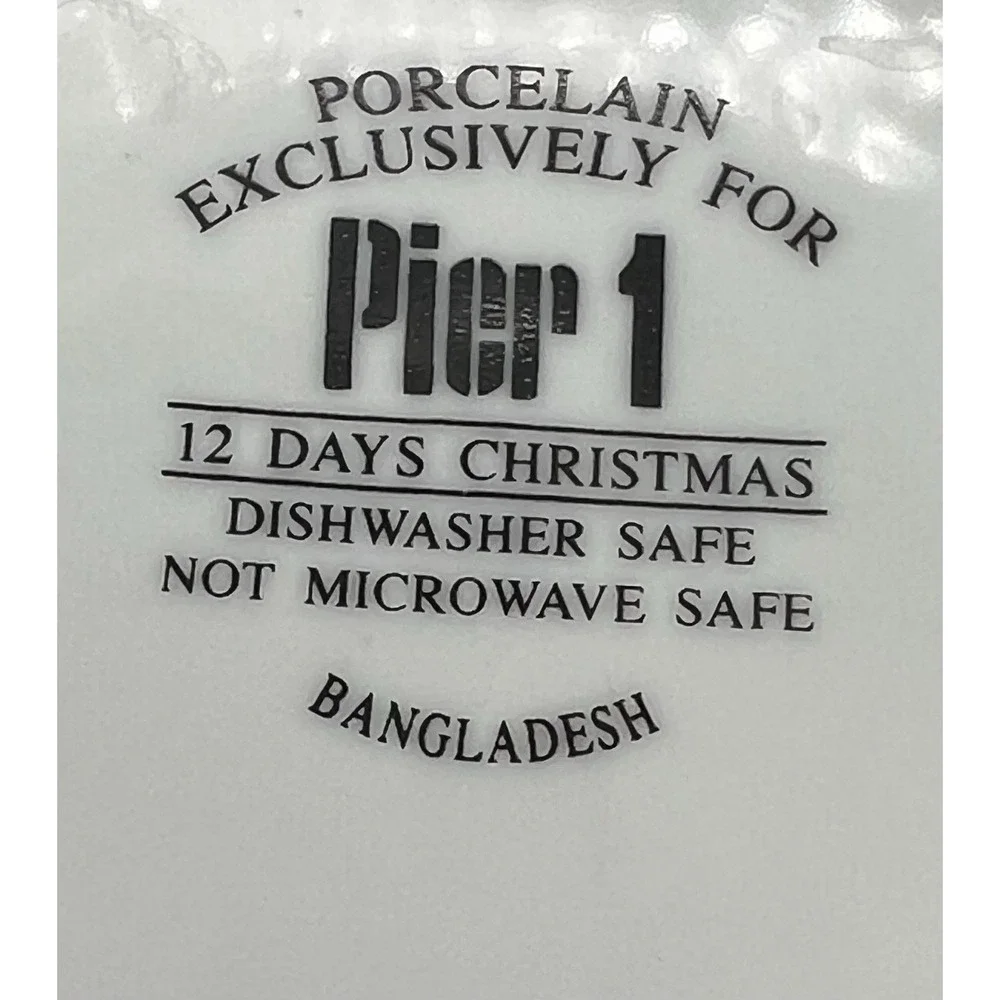 6 Pier 1 12 Days of Christmas Porcelain Saucers Plates 6